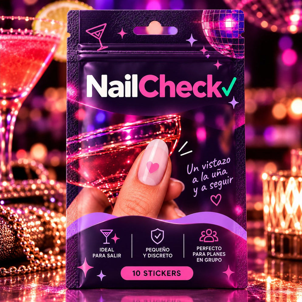 Sobre NailCheck en una barra de noche con cóctel y bola de discoteca